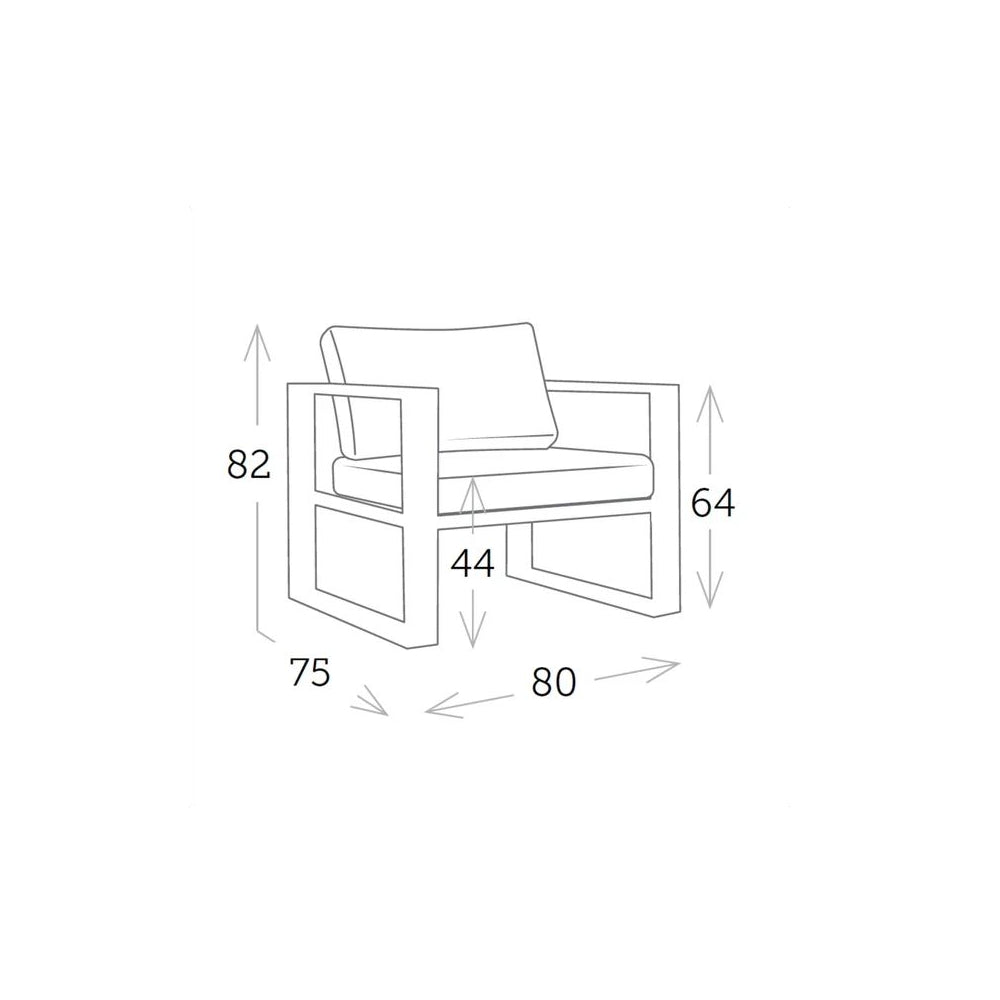 Belluno Armchair with Cushions - White gray