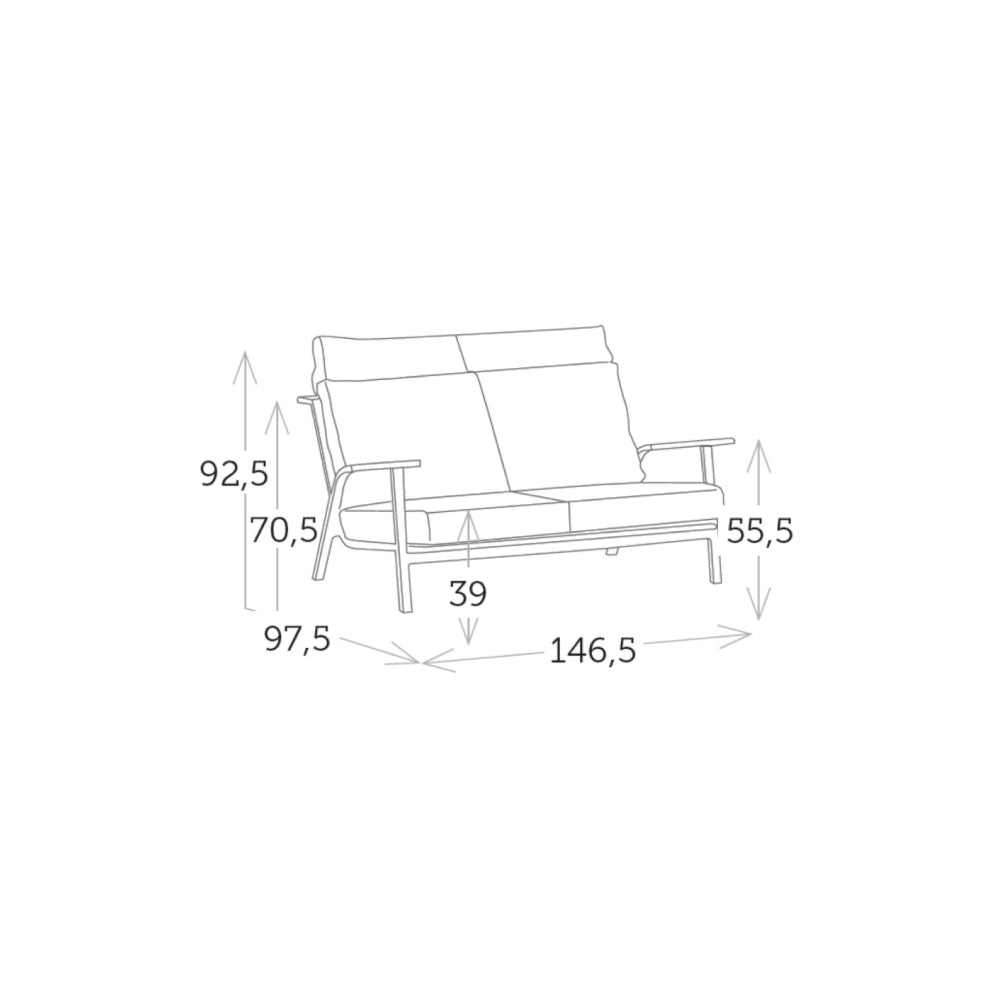 Dandy 2 Seat Sofa - White|Grey