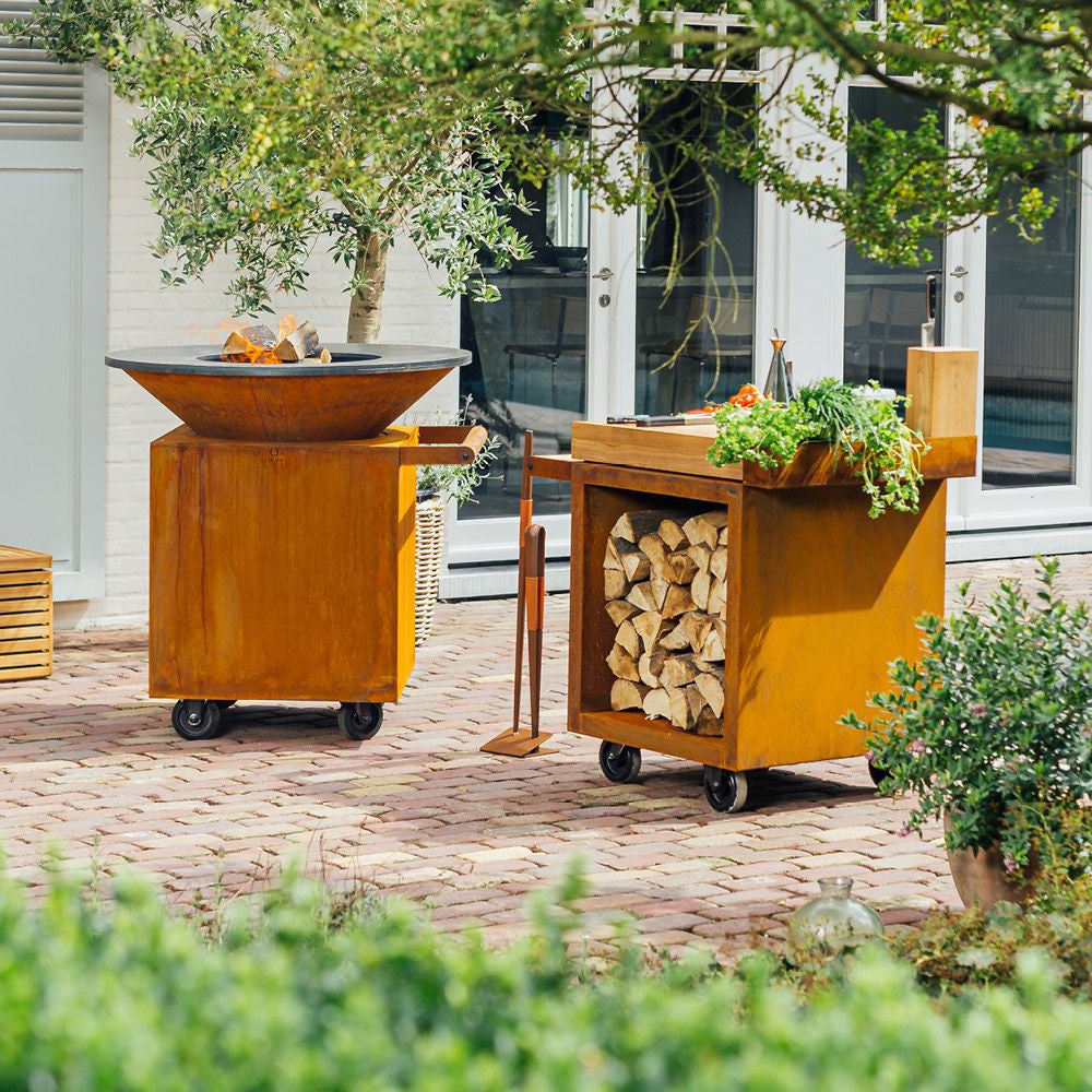 Mise en Place Table Corten 65 PRO Teak Wood