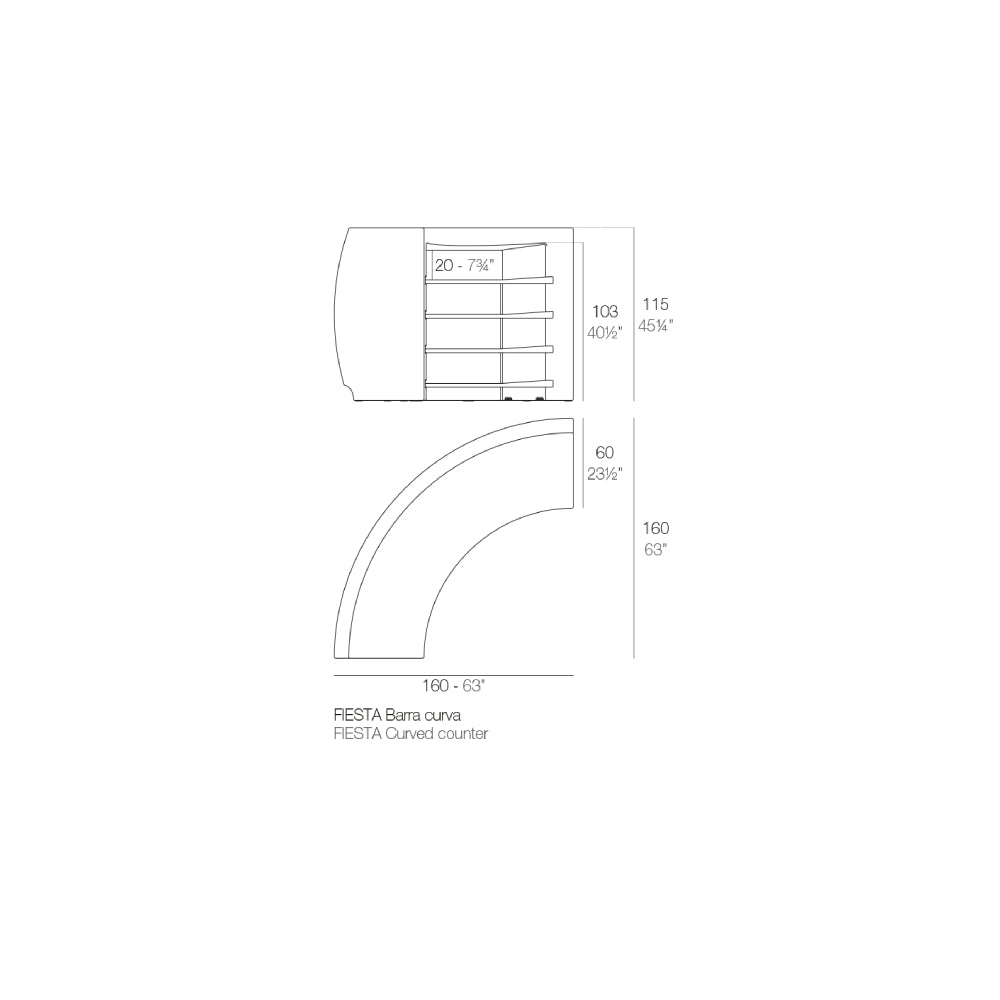 Fiesta Curved Bar - White