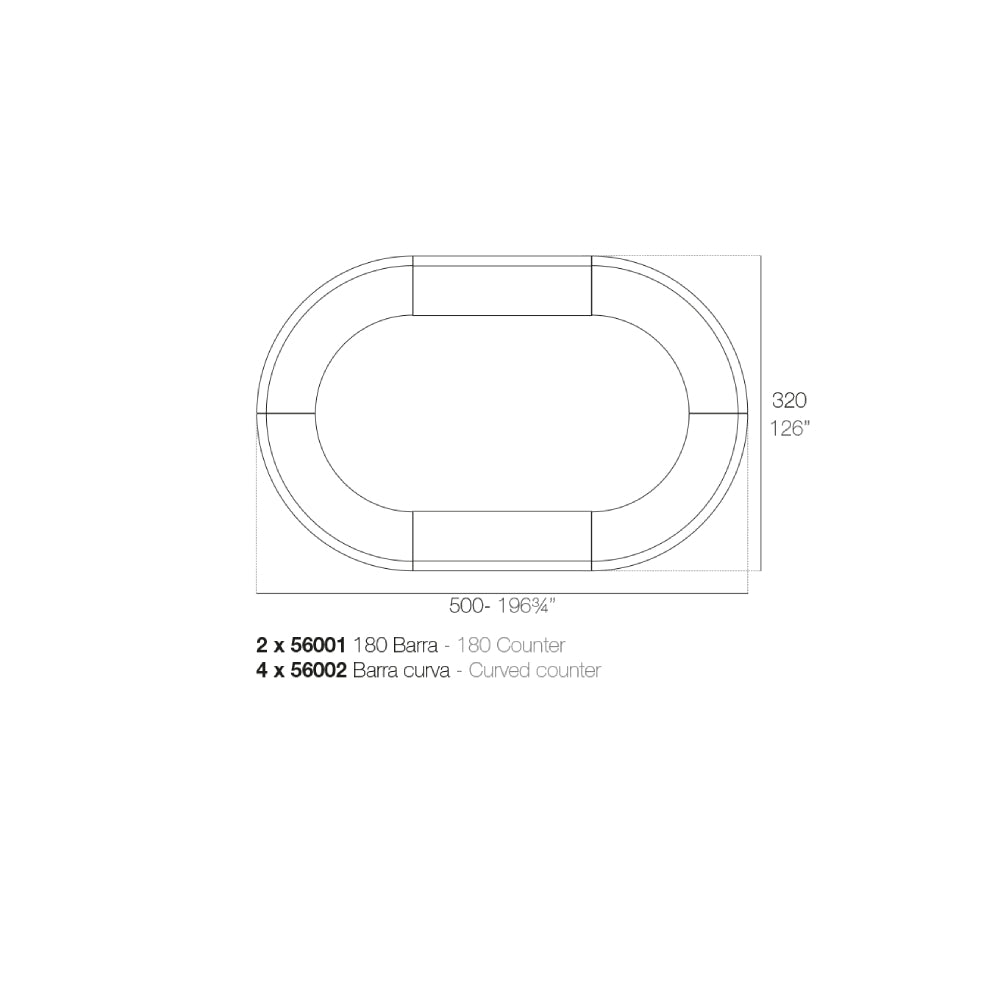 Fiesta Curved Bar - White