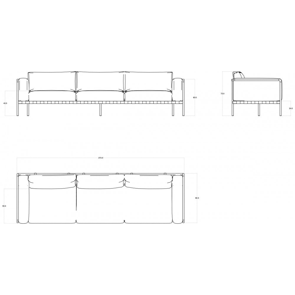 Natal Alu 3-Seater Sofa - Wengé