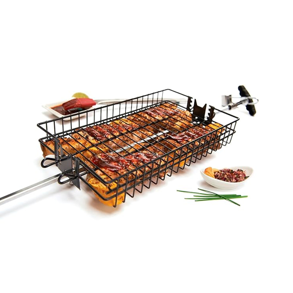 Non-Stick Flat Spit Basket Grill Pro