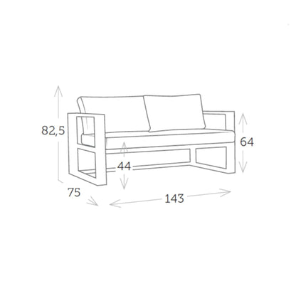 Belluno 2 Seat Sofa with Cushions - Charcoal