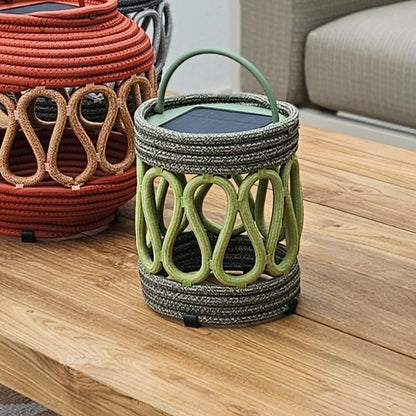 Cord Cylinder Solar LED Lamp - Green