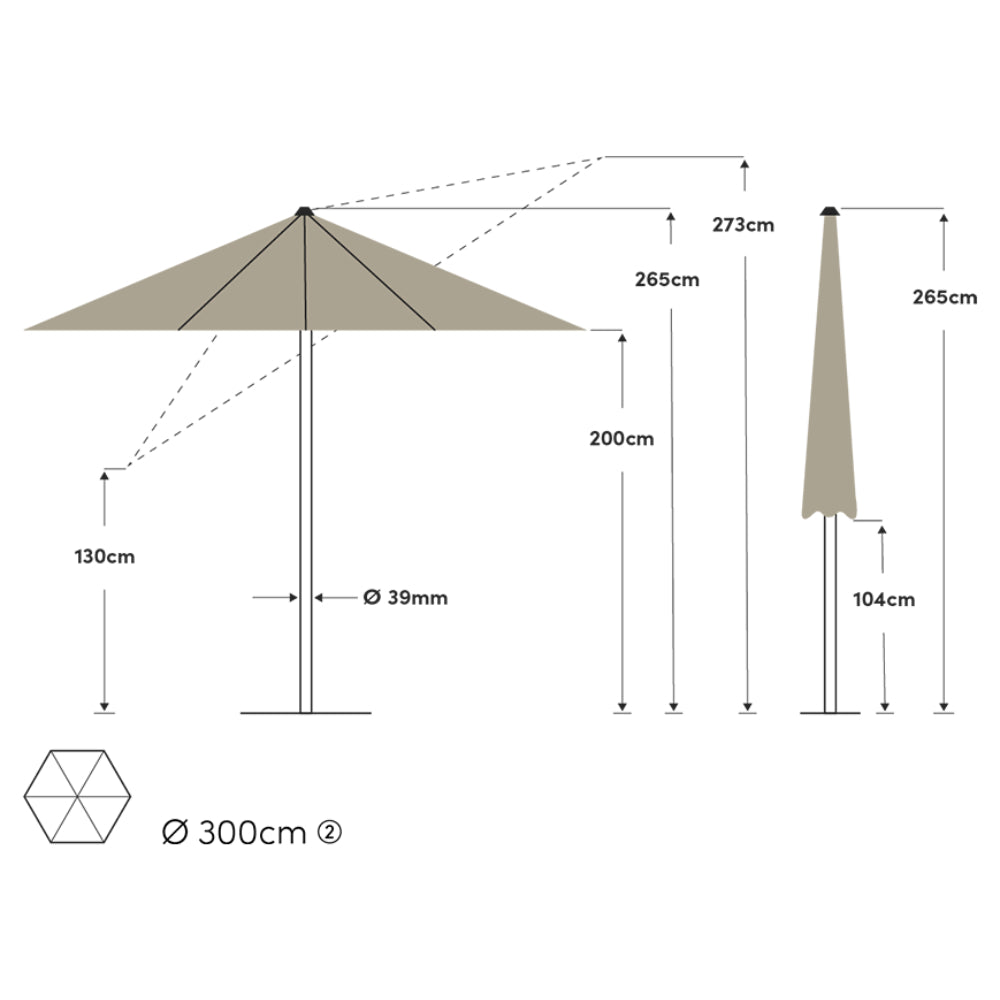 Style Parasol diam. 300 cm - Ecru