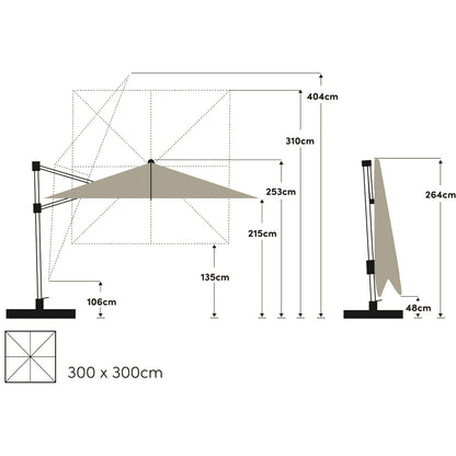 Varioflex Solar LED Parasol 300x300 cm - Ecru