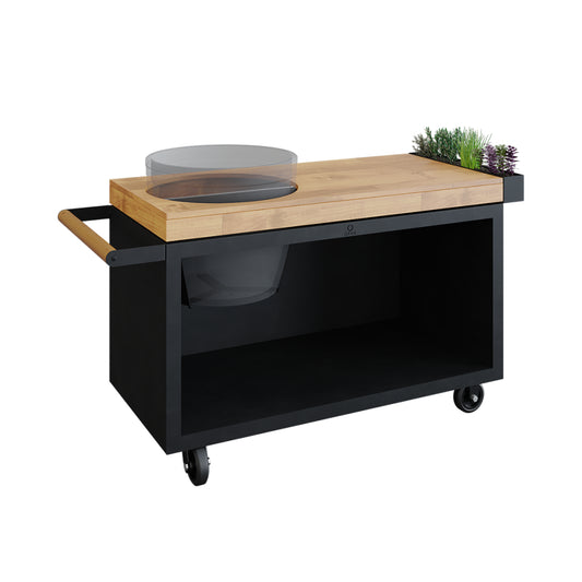 Kamado Table Black 135 PRO Teak Wood BGE