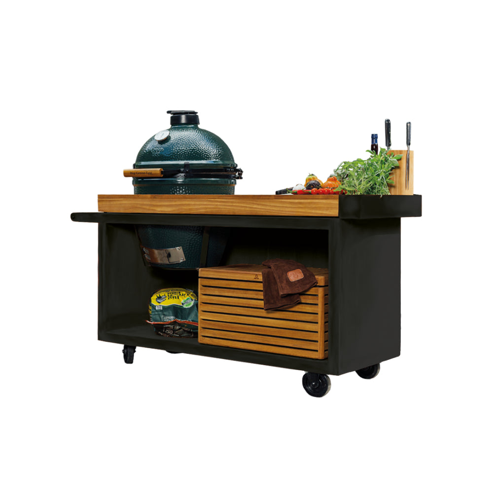 Kamado Table Black 135 PRO Teak Wood BGE