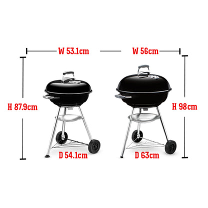 Compact Kettle Charcoal Barbecue 47cm Black