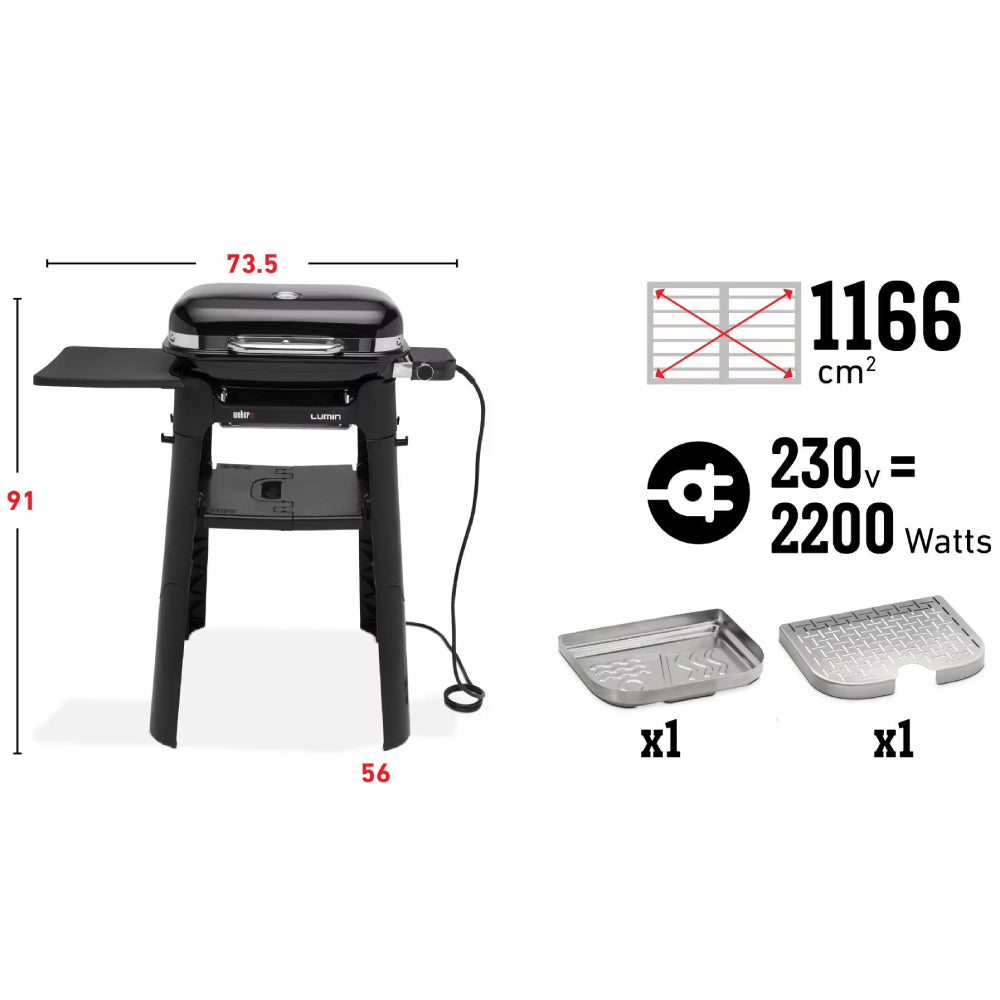 Lumin 1000 Compact Electric Barbecue with Stand