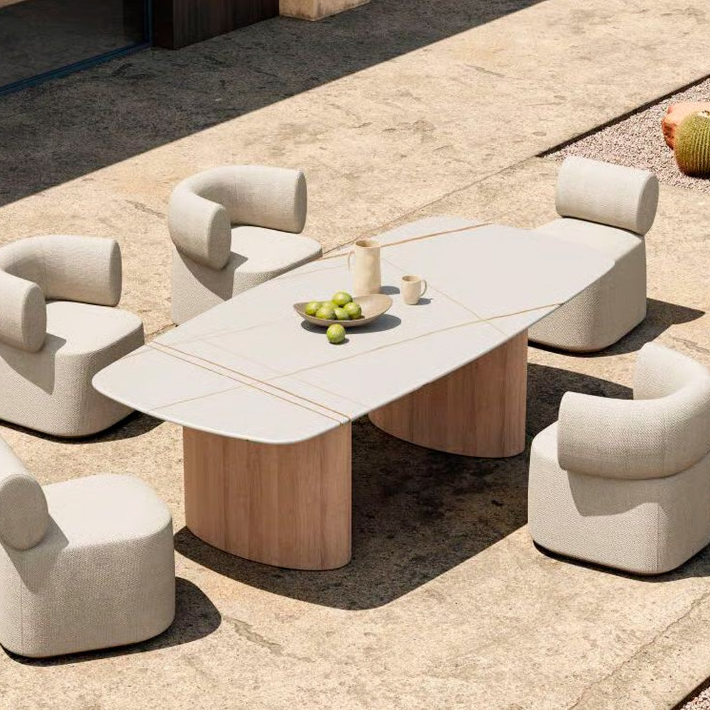 Dove Dining Table – Teak Natural | Armani Dark Grey