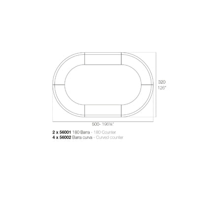Fiesta Curved Bar - White