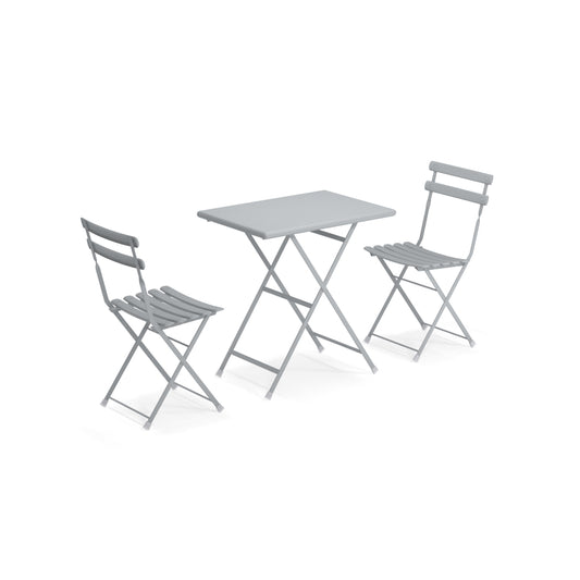 Arc en ciel Set 2 folding chairs 1 folding table - Cloud grey