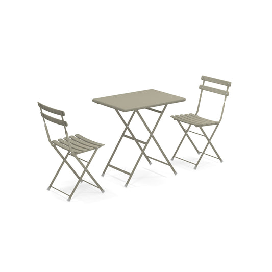 Arc en ciel Set 2 folding chairs 1 folding table - Grey green