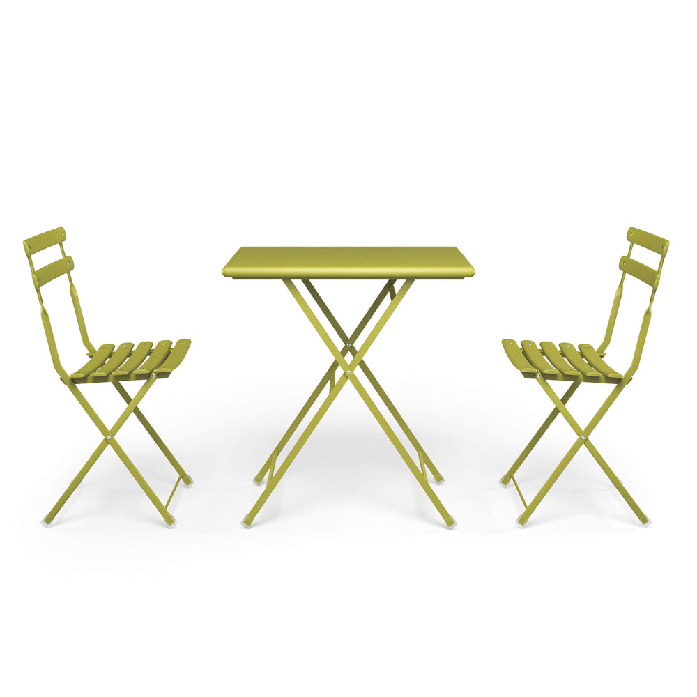 Arc en ciel Set 2 folding chairs 1 folding table - Grey green