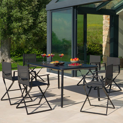 Yard 6+4 Seats Extensible Table 160+55+55X97,5 cm - Black