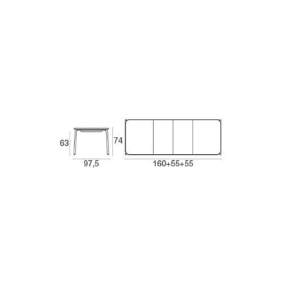 Yard 6+4 Seats Extensible Table 160+55+55X97,5 cm - Black