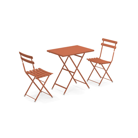 Arc en ciel Set 2 folding chairs 1 folding table - Maple red