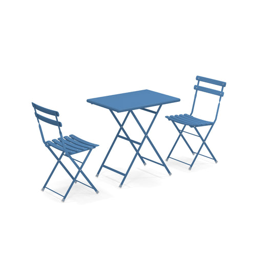 Arc en ciel Set 2 folding chairs 1 folding table - Marino Blue