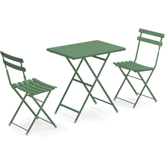 Arc en ciel Set 2 folding chairs 1 folding table - Miltary green