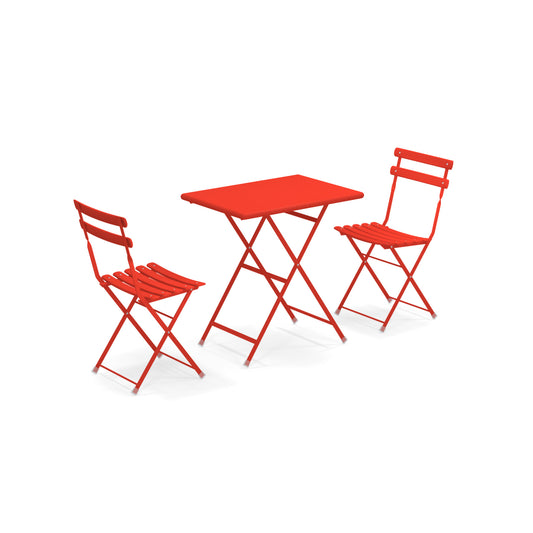 Arc en ciel Set 2 folding chairs 1 folding table - Scarlet red