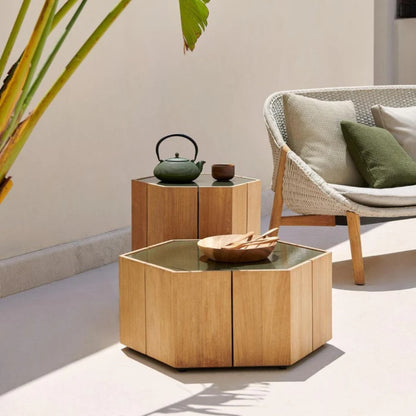 Hexagon High Side Table - Lavastone Moss