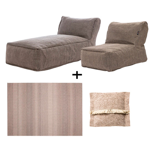 Dotty Pouf Medium Lounge Set - Grey