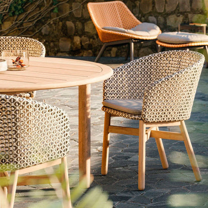 Mbrace Armchair with Teak Base - Chestnut