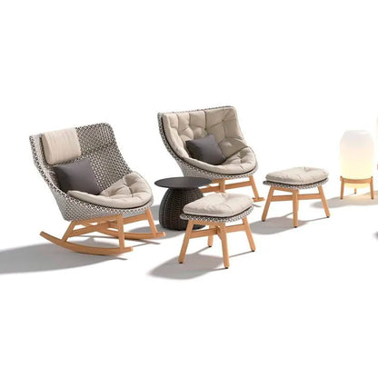 Mbrace Footstool with Teak Base - Sea Salt