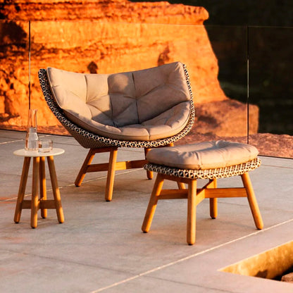 Mbrace Footstool with Teak Base - Sea Salt